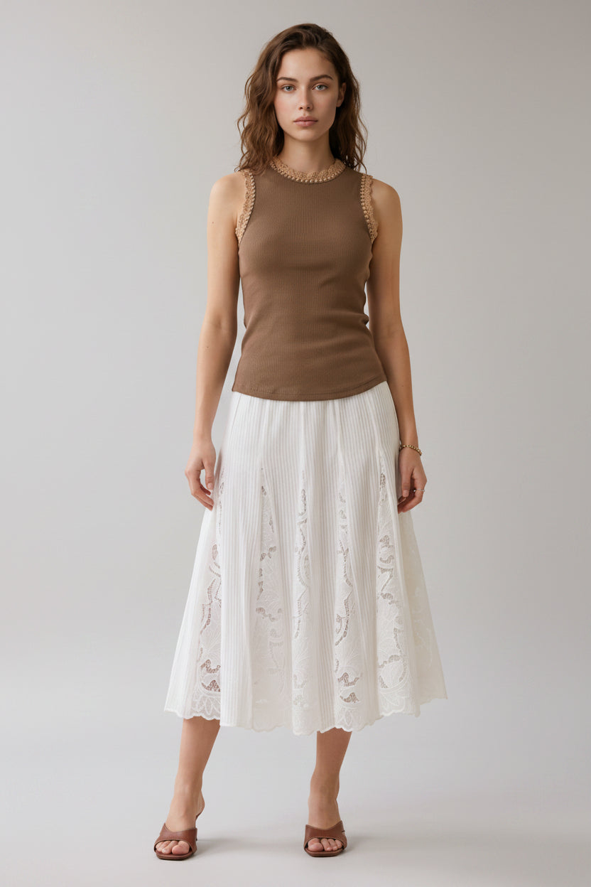 Current Air - Lace Godet Midi Skirt