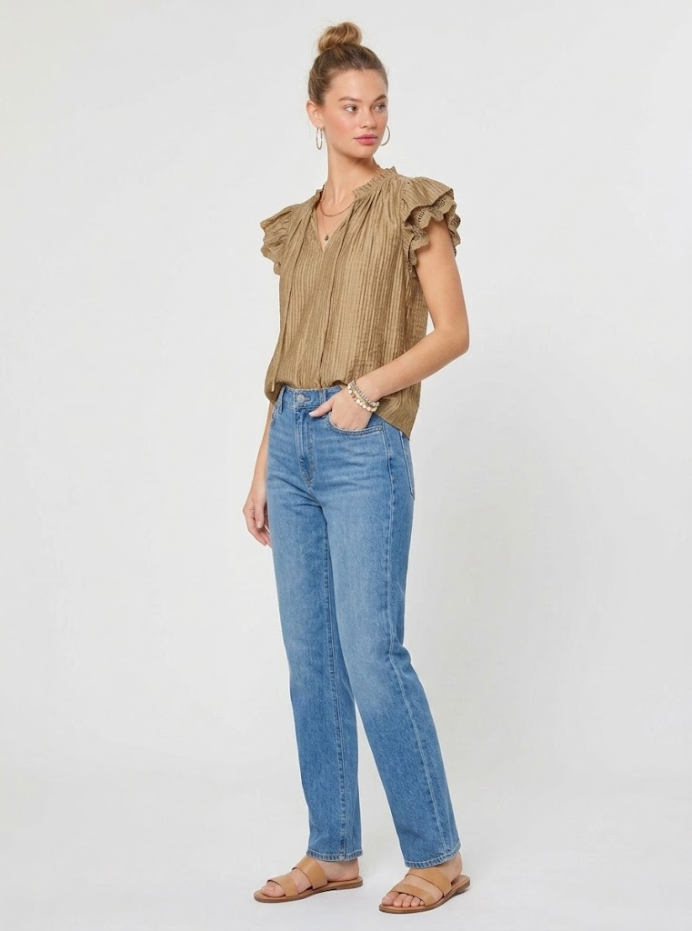 Current Air - Ruffled Lace Short Sleeve Blouse